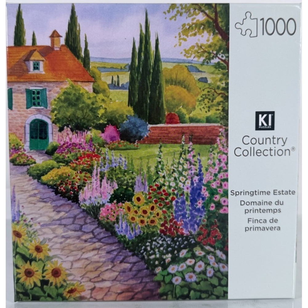 1000 Piece Puzzle European‎ Stone Cottage Manor Terracotta Roof Cobblestone Path